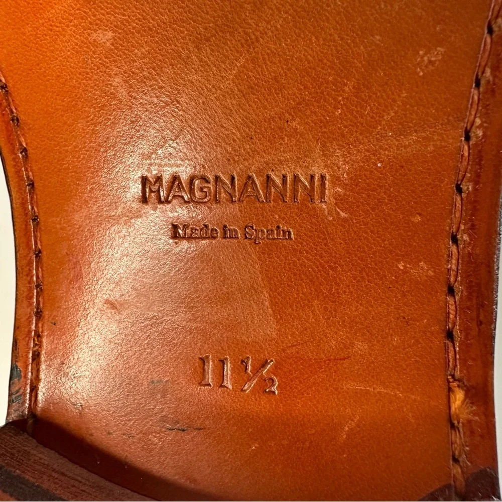 Magnanni Men's Saffron Oxford Cap Toe Dress Shoe Tan Brown Leather 11.5